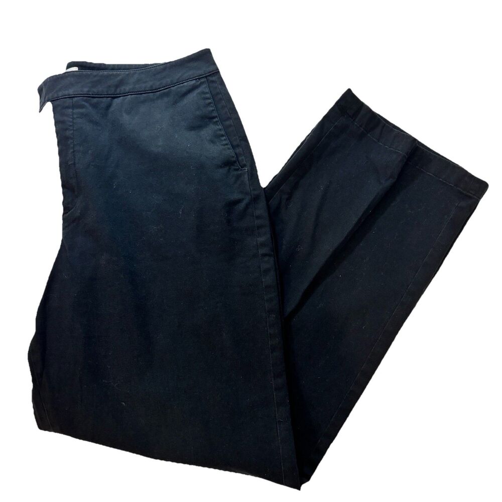 Coldwater Creek Pants Women 16 Black Flat Front Chino Straight Leg